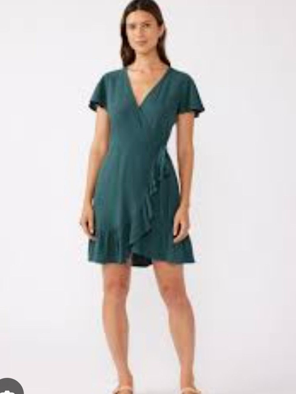 Altar'd State Calla Lilly Teal Wrap High-Low Ruffle Dress- Lg